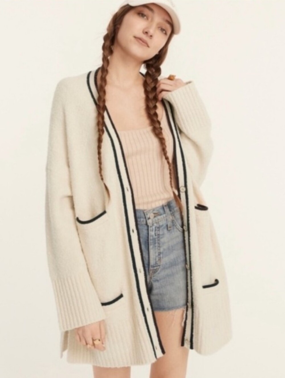 J. Crew Relaxed Oversized Boucle Cardigan Button Up Sweater Size S/M